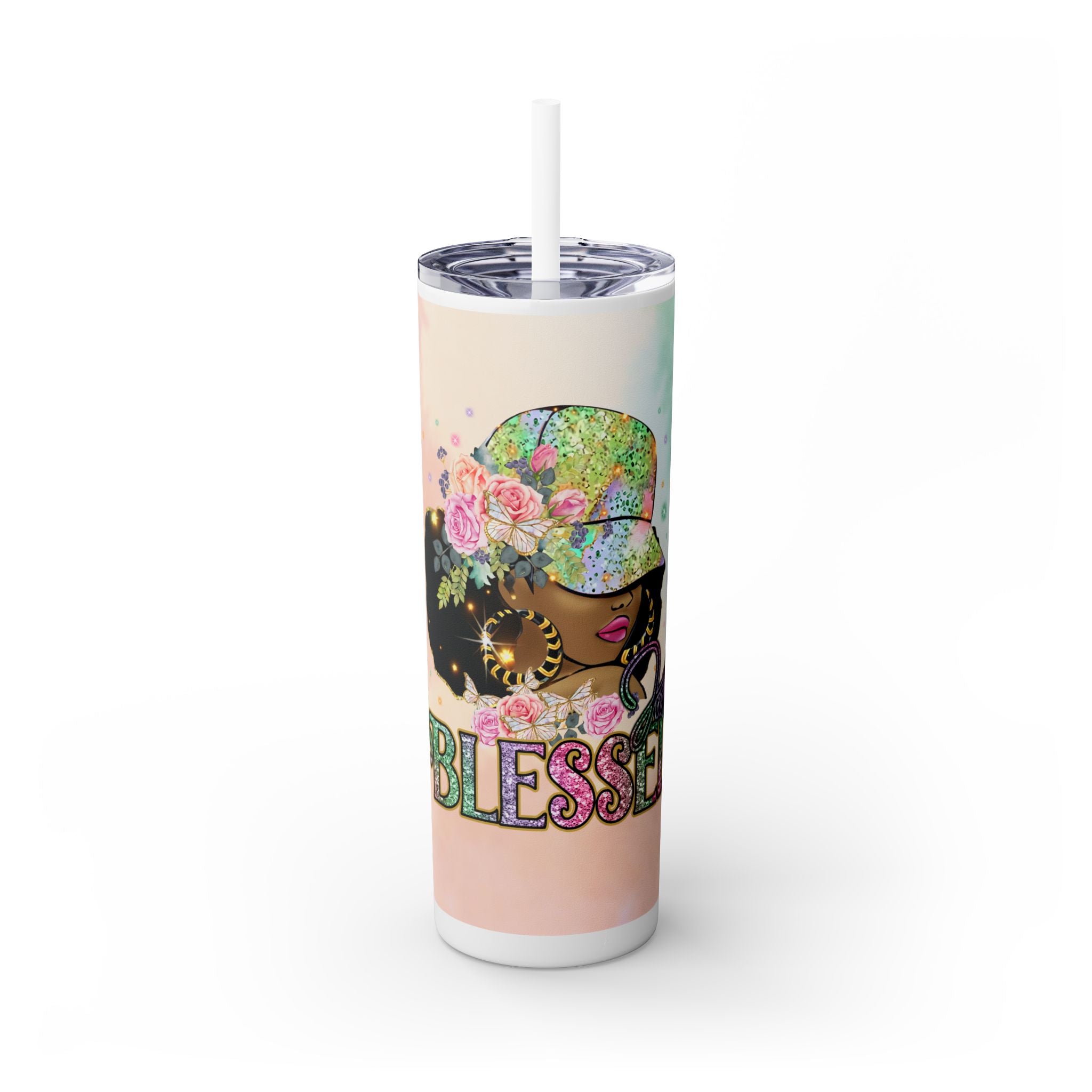 Blessed Skinny Tumbler with Straw, 20oz