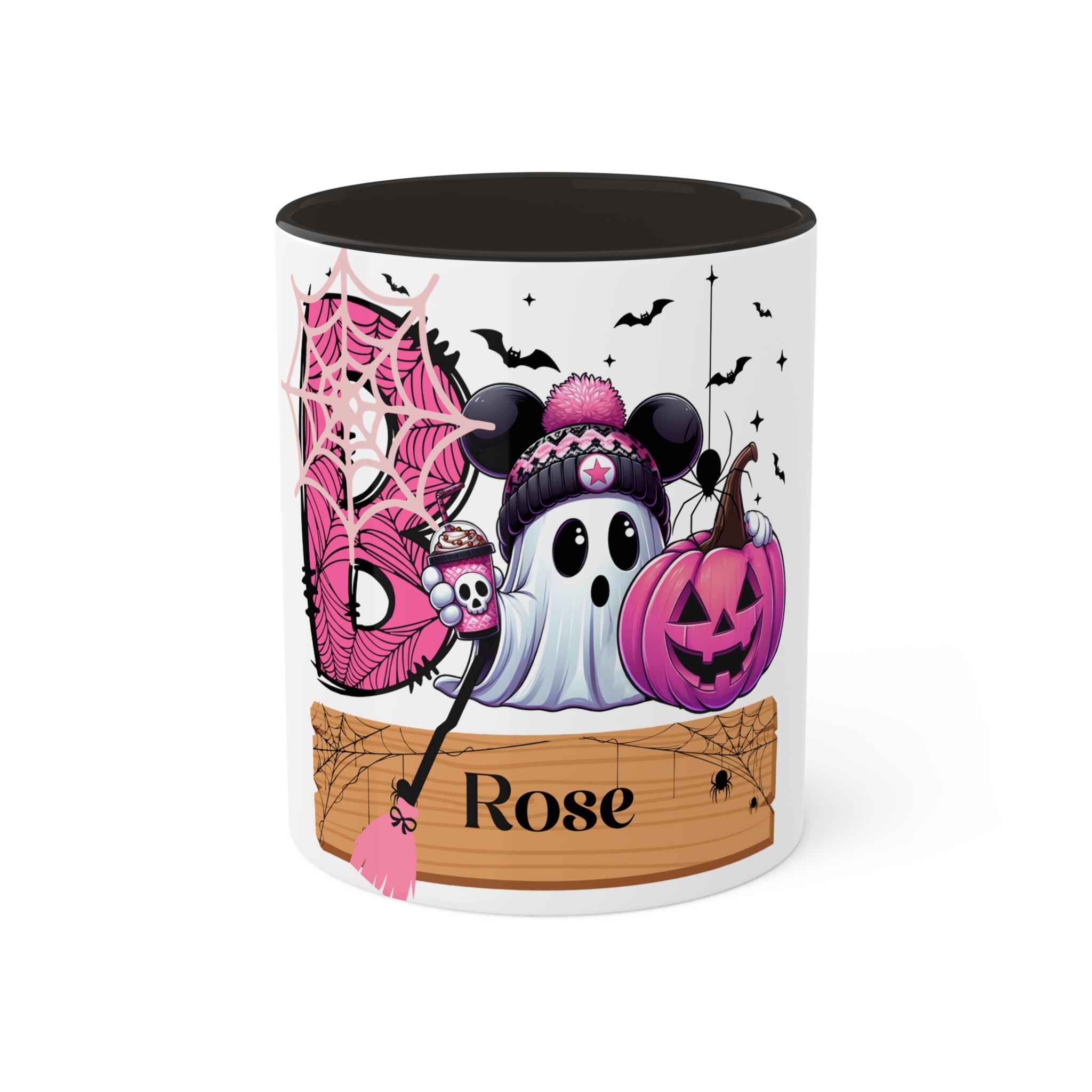 Personalize Boo Mugs, 11oz - Custom Coffee Cup, Gift Idea, Cute Tea Mug, Colorful Breakfast Cup, Pink Kitchen Decor