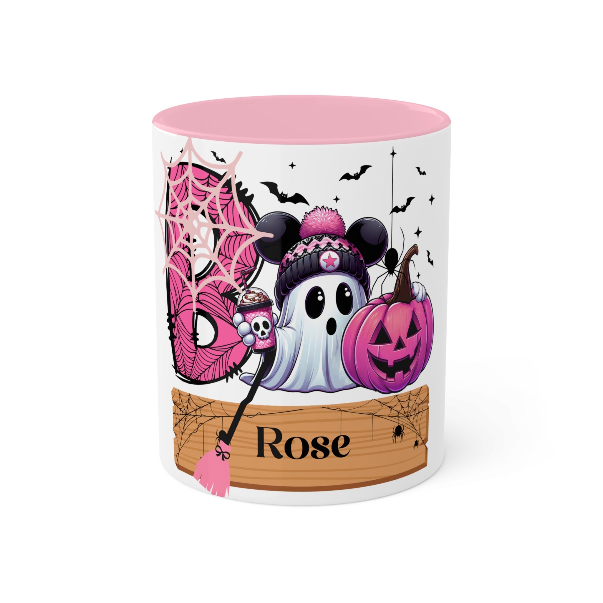 Personalize Boo Mugs, 11oz - Custom Coffee Cup, Gift Idea, Cute Tea Mug, Colorful Breakfast Cup, Pink Kitchen Decor