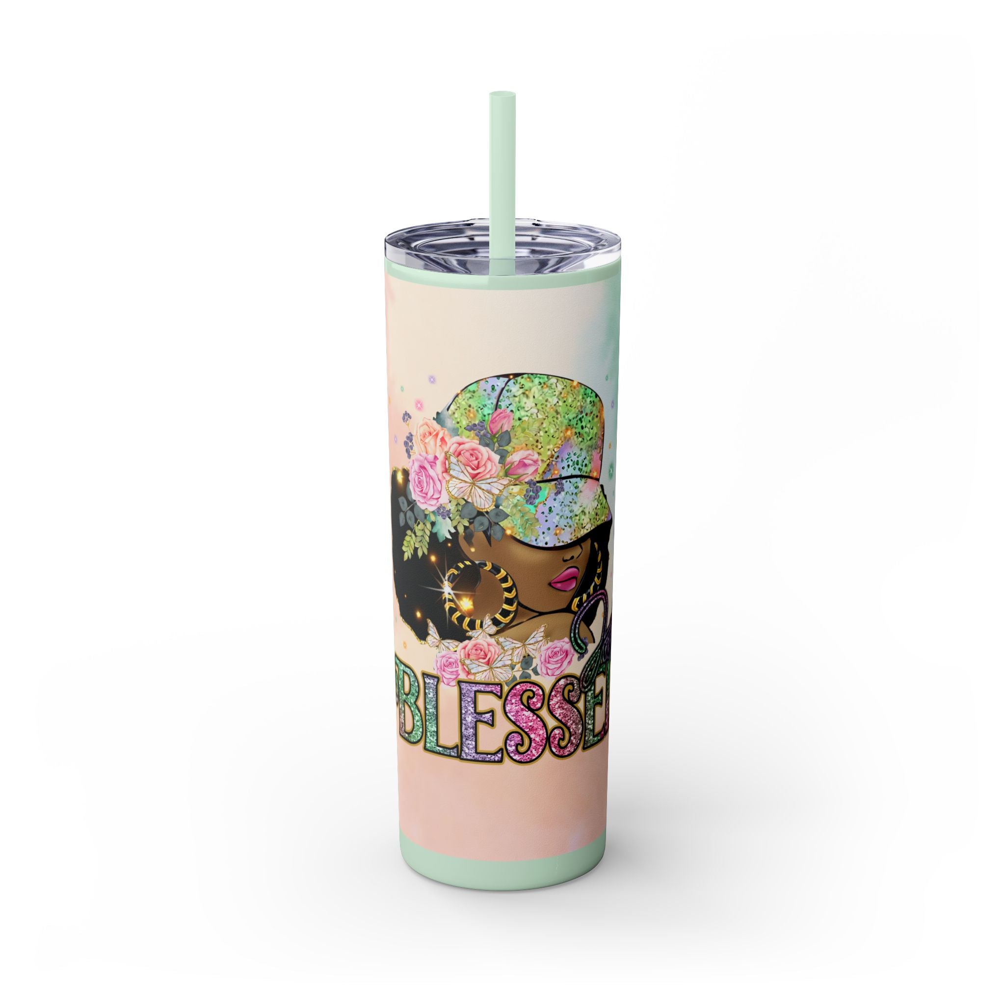 Blessed Skinny Tumbler with Straw, 20oz