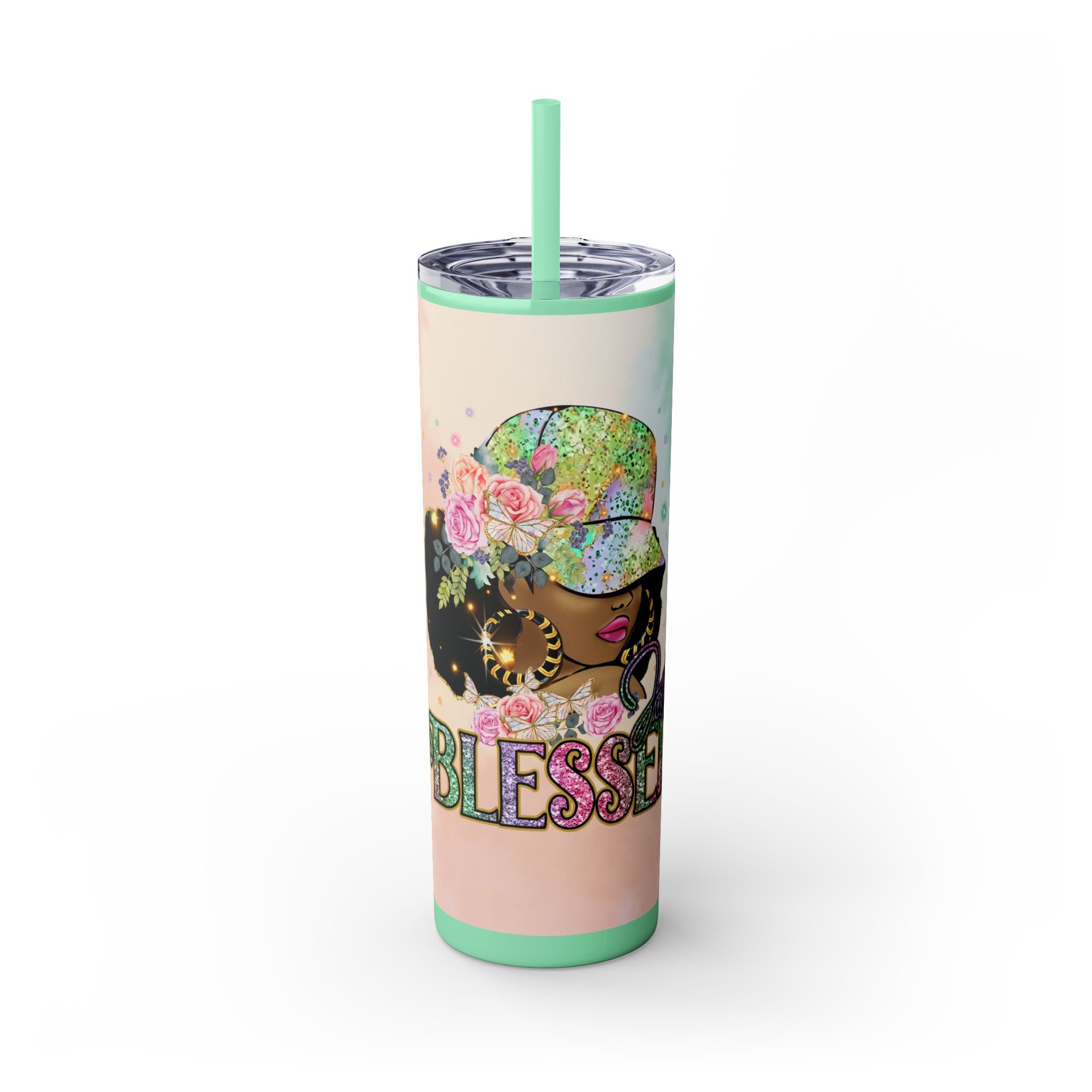 Blessed Skinny Tumbler with Straw, 20oz